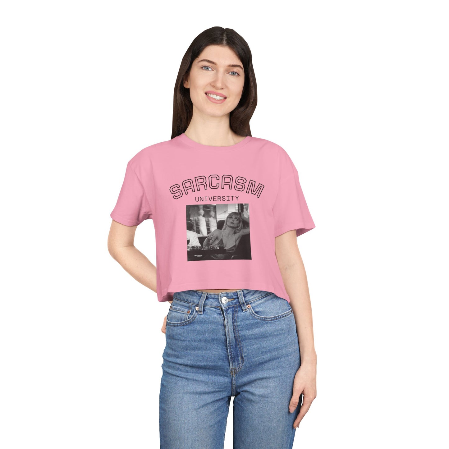 JQPs' Sarcasm University Crop Tee — Vintage Meme Graphic Women's Crop Top