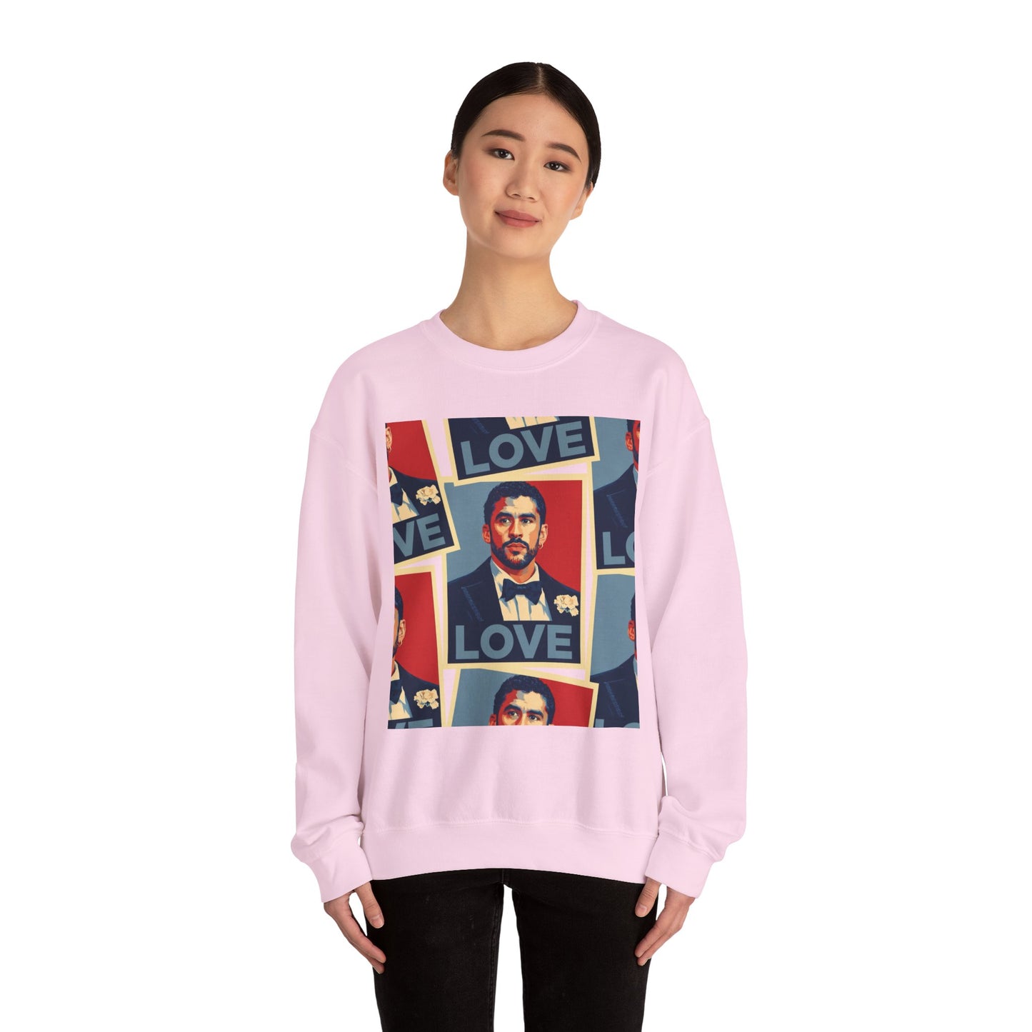 JQPs' Love Pop-Art Portrait Sweatshirt — "LOVE" Graphic Crewneck