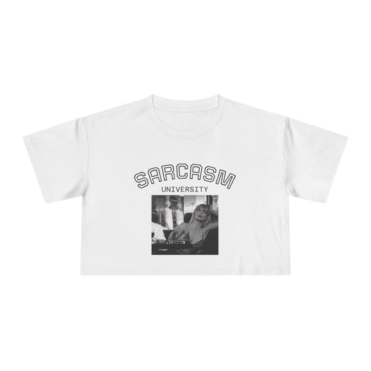 JQPs' Sarcasm University Crop Tee — Vintage Meme Graphic Women's Crop Top