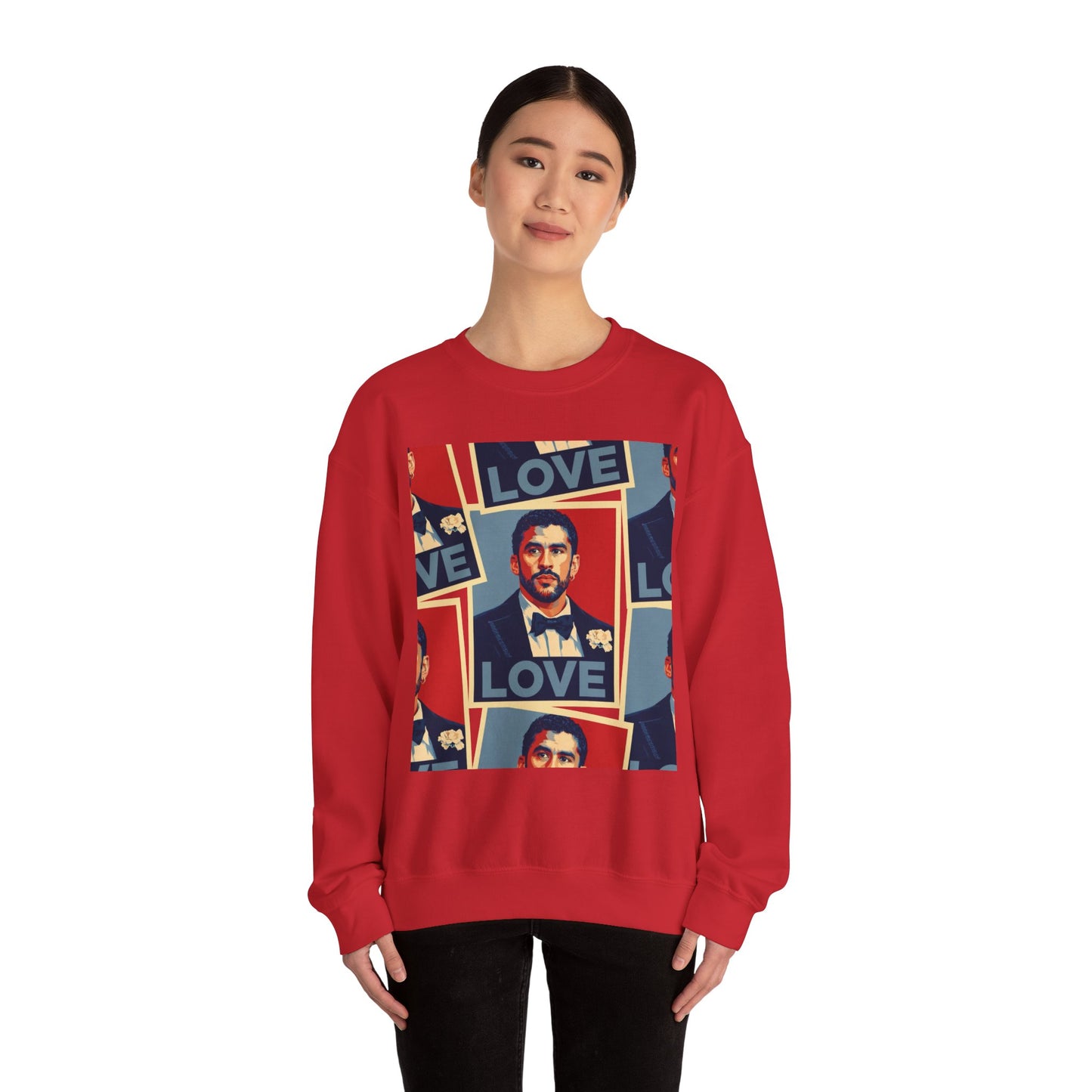 JQPs' Love Pop-Art Portrait Sweatshirt — "LOVE" Graphic Crewneck