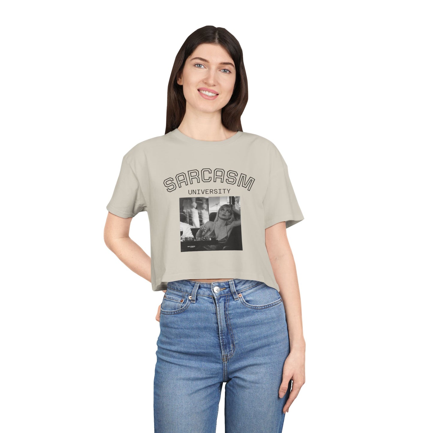 JQPs' Sarcasm University Crop Tee — Vintage Meme Graphic Women's Crop Top