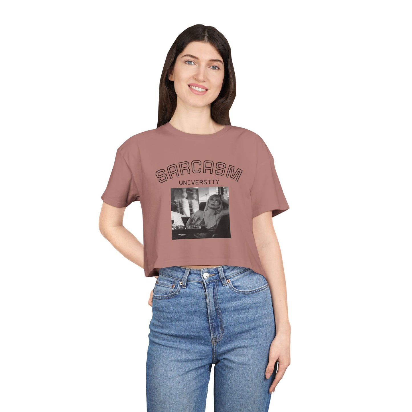 JQPs' Sarcasm University Crop Tee — Vintage Meme Graphic Women's Crop Top