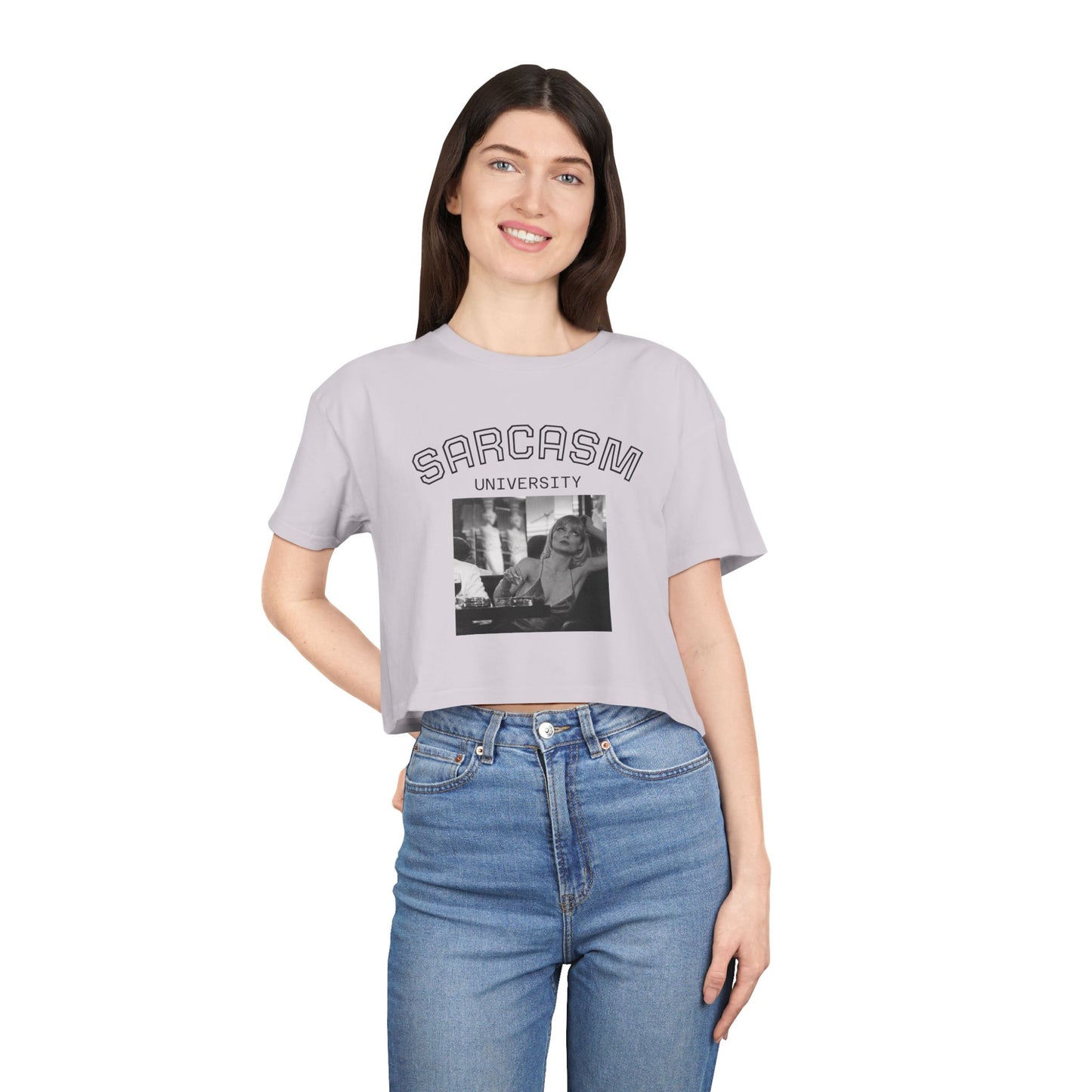 JQPs' Sarcasm University Crop Tee — Vintage Meme Graphic Women's Crop Top