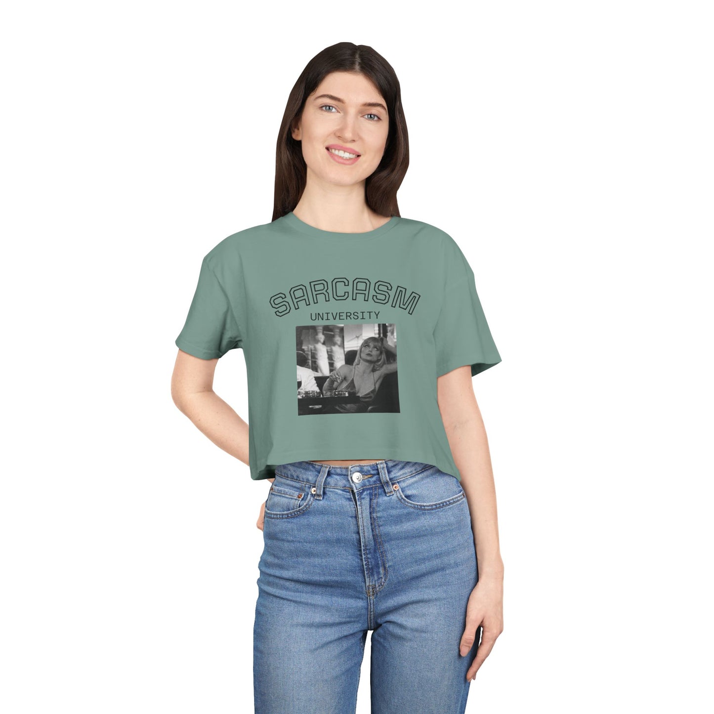 JQPs' Sarcasm University Crop Tee — Vintage Meme Graphic Women's Crop Top