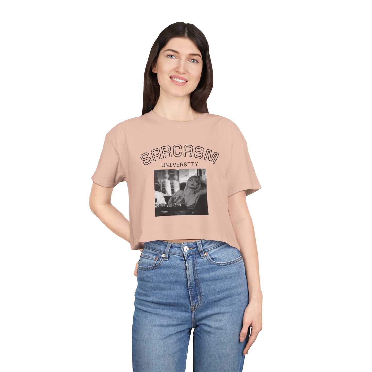JQPs' Sarcasm University Crop Tee — Vintage Meme Graphic Women's Crop Top
