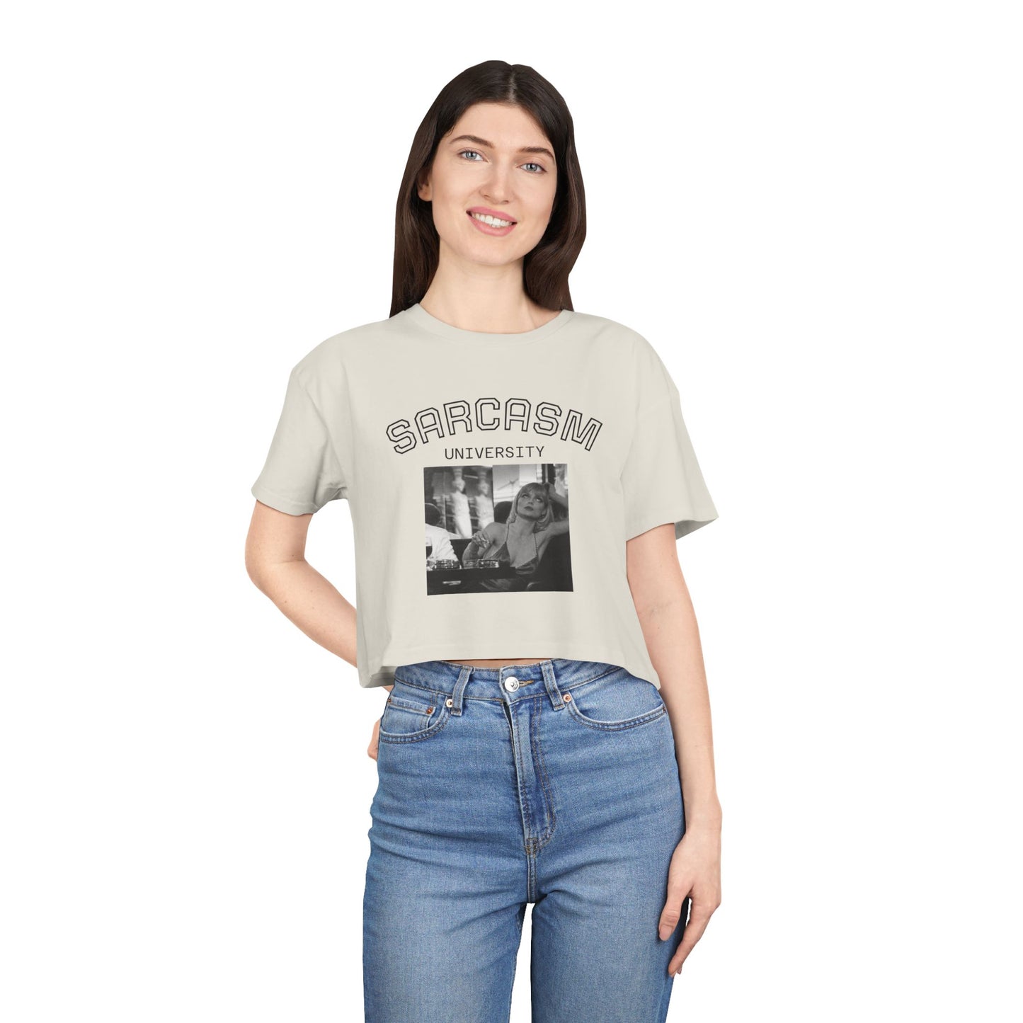 JQPs' Sarcasm University Crop Tee — Vintage Meme Graphic Women's Crop Top