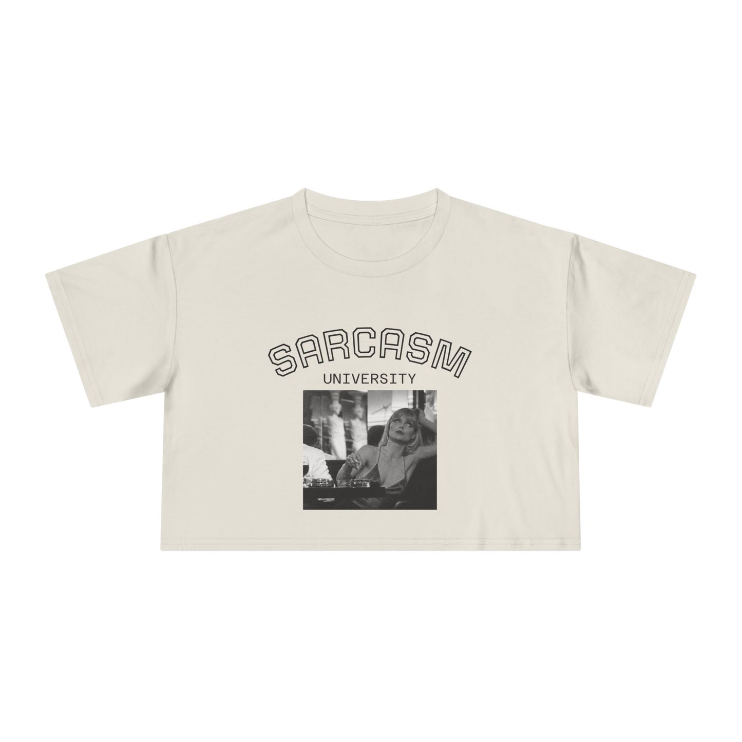 JQPs' Sarcasm University Crop Tee — Vintage Meme Graphic Women's Crop Top