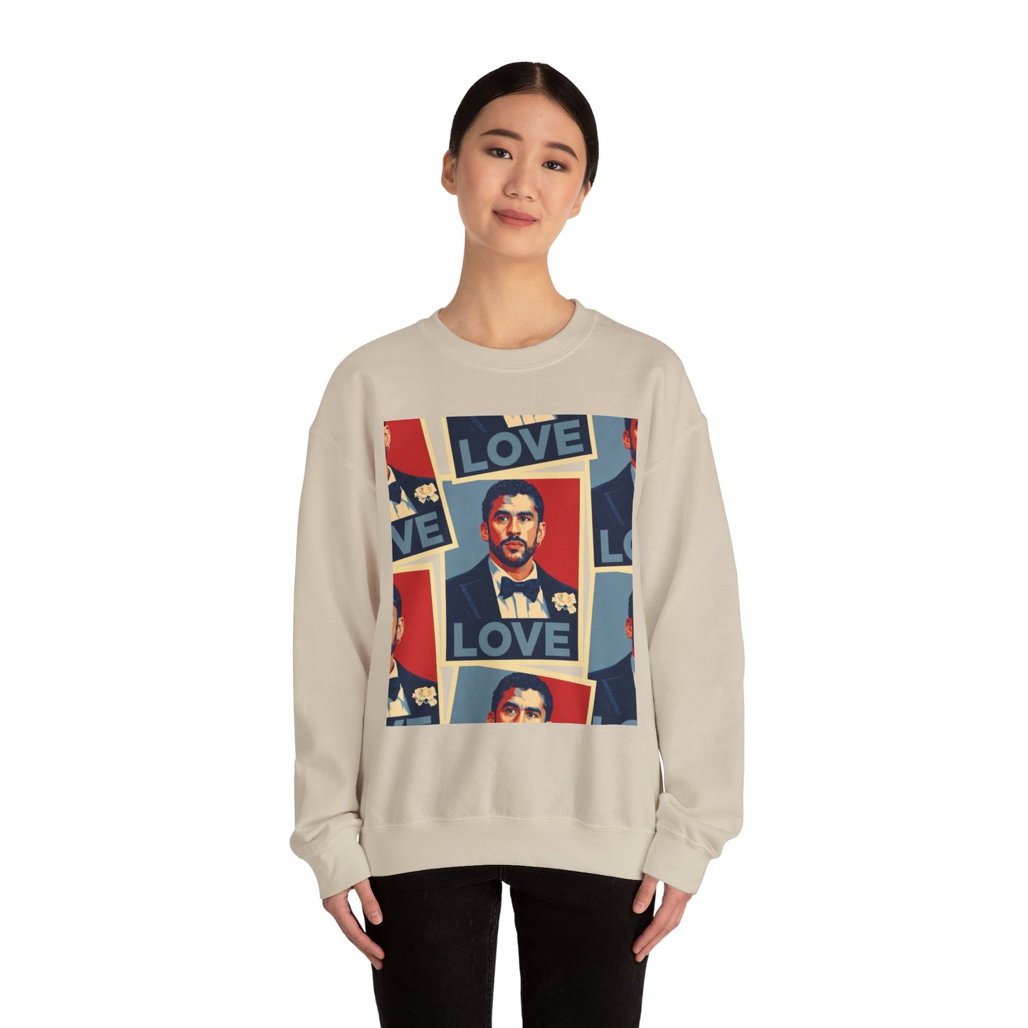 JQPs' Love Pop-Art Portrait Sweatshirt — "LOVE" Graphic Crewneck