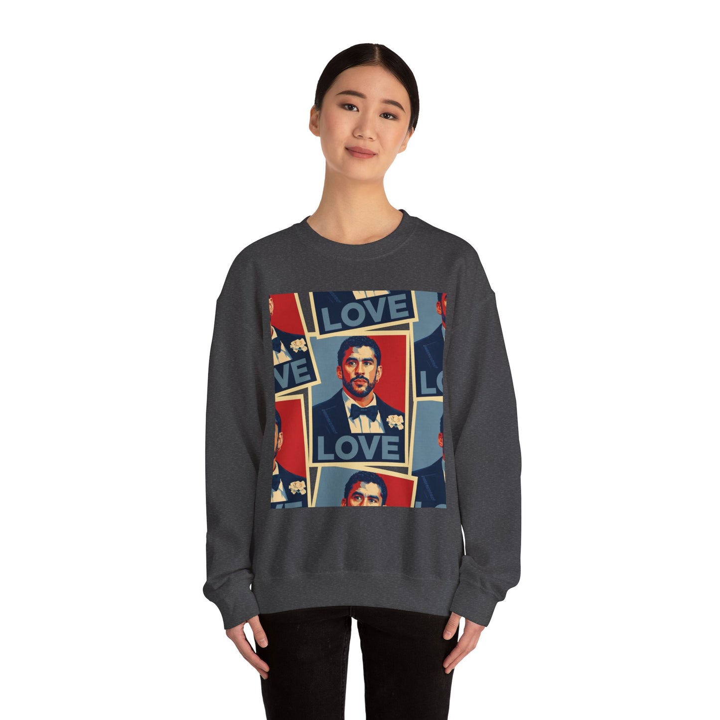JQPs' Love Pop-Art Portrait Sweatshirt — "LOVE" Graphic Crewneck